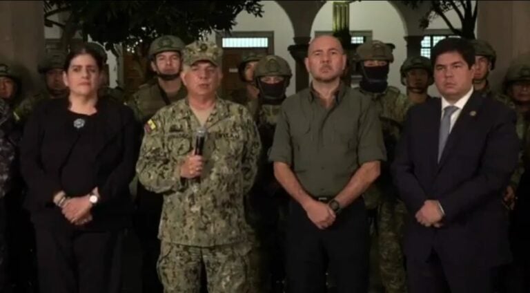 Militares do Equador fazem pronunciamento sobre a onda de violêcia / Foto: Reprodução