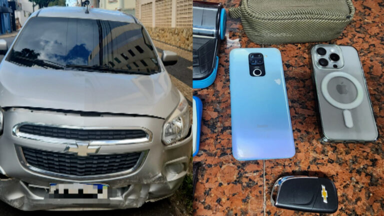 Perseguição resulta em apreensão de carro e itens roubados, avaliados em R$ 46 mil