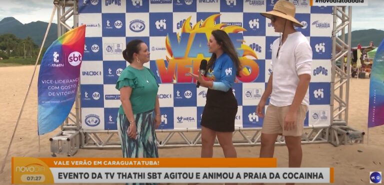 TV Thathi SBT agita praia Cocanha, em Caraguatatuba