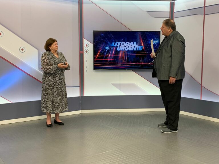 Prefeita de Praia Grande visita estúdios da TV Thathi Band Litoral