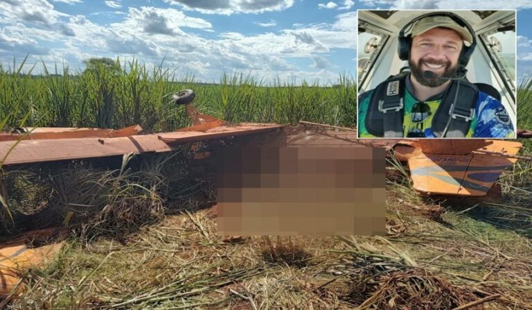 Avião agrícola cai e provoca a morte de piloto de 44 anos