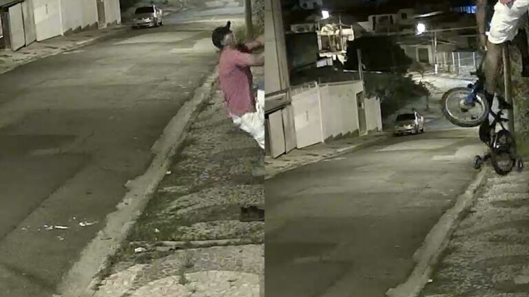 Câmera de segurança registra invasão de residência e furto de bicicleta; veja vídeo