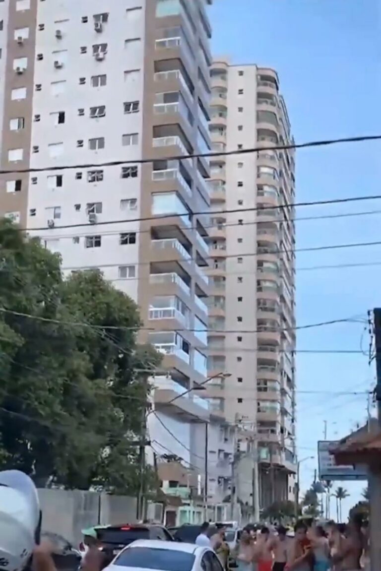 Prédio evacuado por risco de desabamento de Praia Grande - Foto Reprodução