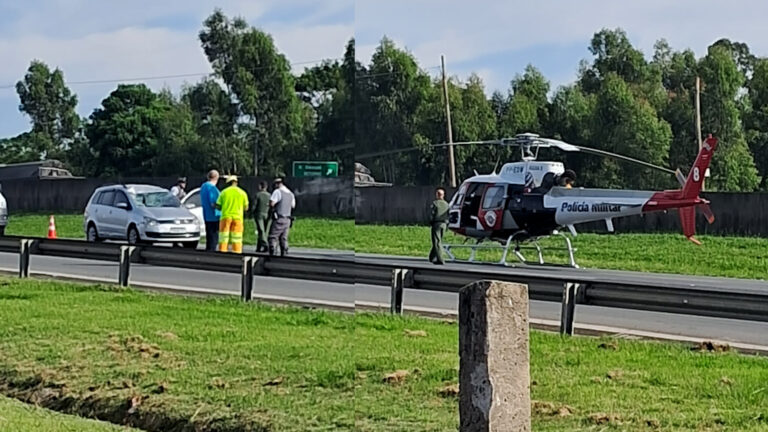 Helicóptero águia socorre ciclista atropelado na Rodovia Anhanguera