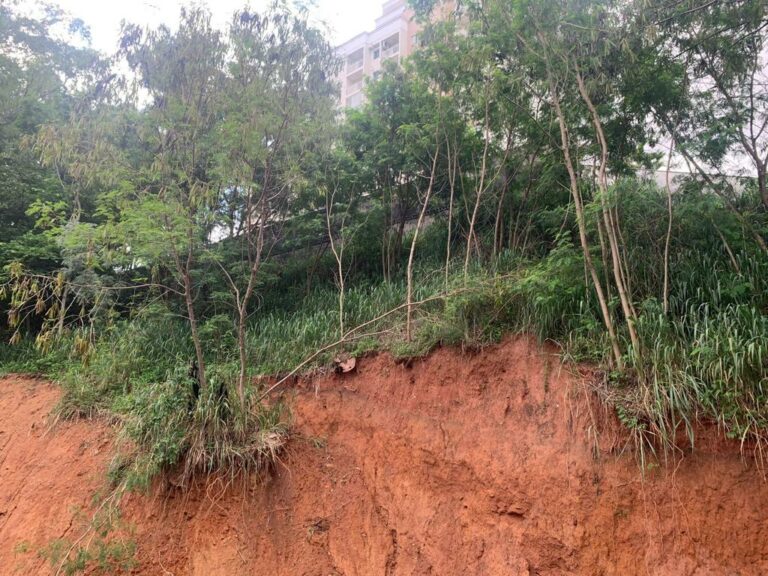 Moradores temem desbarrancamento em área de mata nos fundos de condomínio