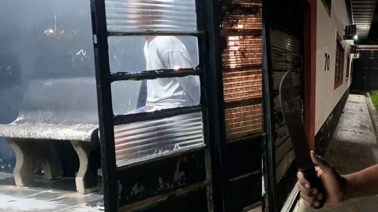 Homem tenta matar esposa com facão e é preso em flagrante