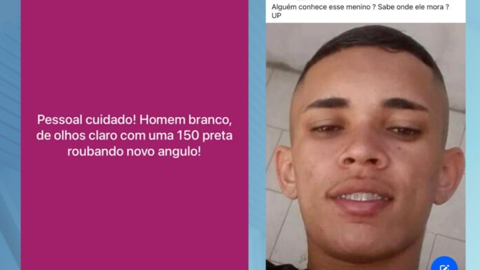 Jovem alega ser alvo de difamação após ter foto divulgada em publicações que o apontam como suspeito de roubos