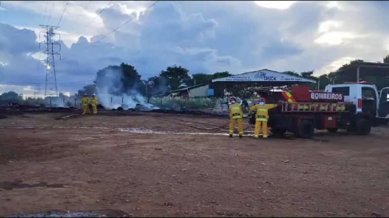 Incêndio de grande proporção toma conta de empresa de palete e interdita rodovia