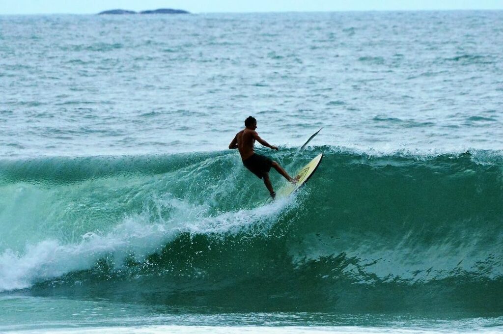 fotógrafo registra momento raro de surfista pegando peixe com a mão durante onda em ubatuba