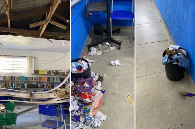 ‘Não tinha teto, não tinha nada’: Alunos ficam sem aula após teto da escola cair em Peruíbe