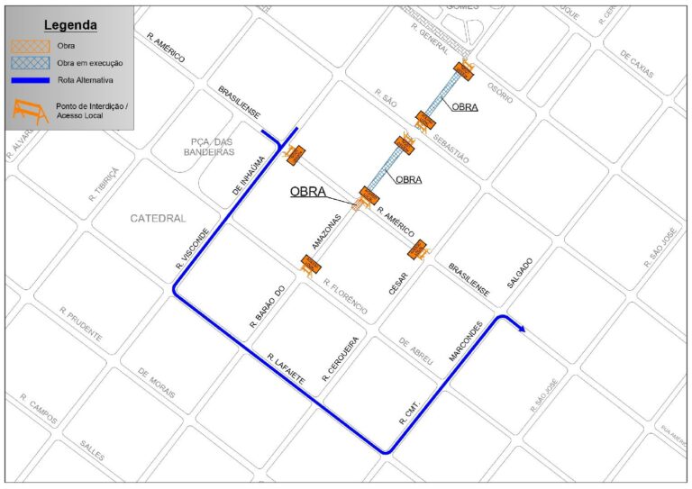 Cruzamento da rua Barão do Amazonas com a rua Américo Brasiliense será interditado nesta quinta
