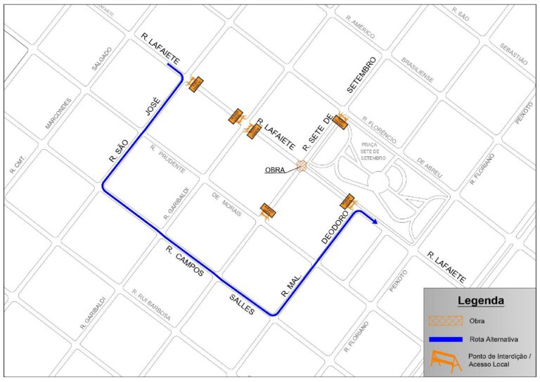 Cruzamento da rua Lafaiete será interditado hoje; confira as recomendações da RP Mobi