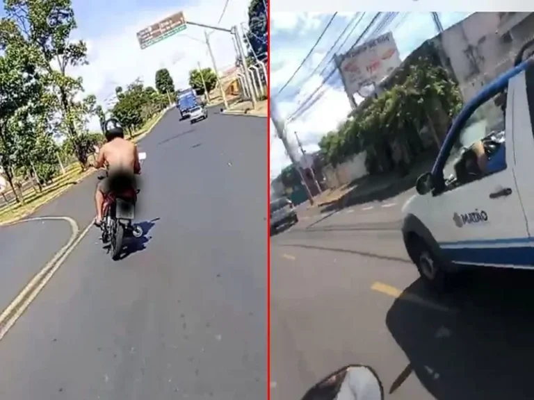 Largado e Pelado: Homem trafega de moto completamente nu pelas ruas da cidade