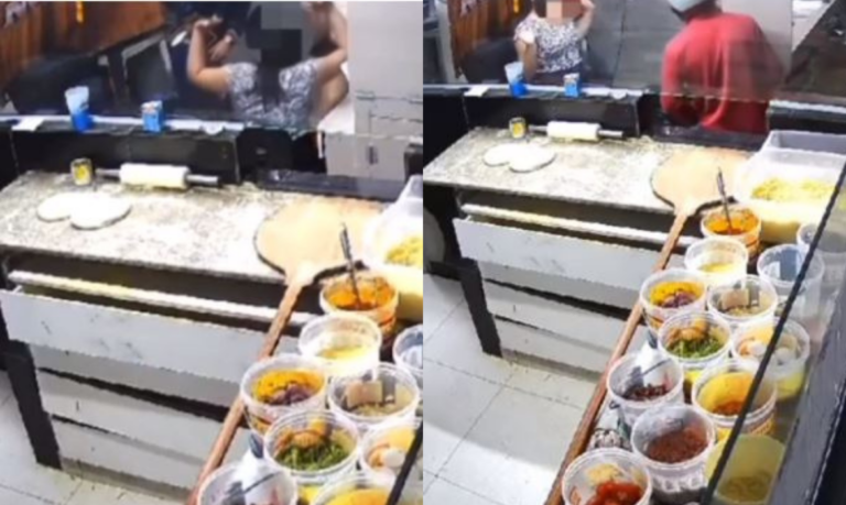 Três motociclistas assaltam pizzaria de São Vicente; VÍDEO