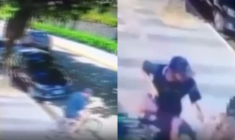 Jovem é derrubada no chão por bandido durante tentativa de assalto em Guarujá; VÍDEO