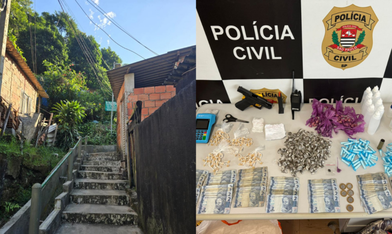 Traficante com mais de 700 porções de drogas dispara contra policiais em tentativa de fuga mas é baleado e preso em morro de Santos