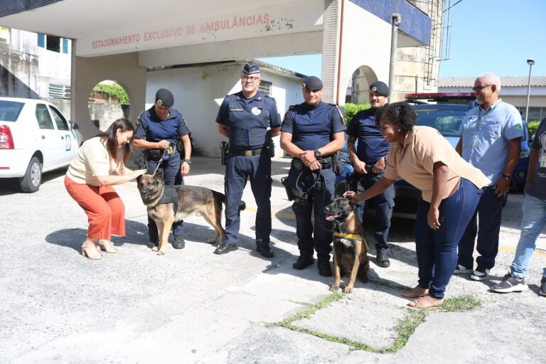 Cães da Guarda Civil Municipal de Santos espalharam alegria no Complexo Hospitalar da Zona Noroeste