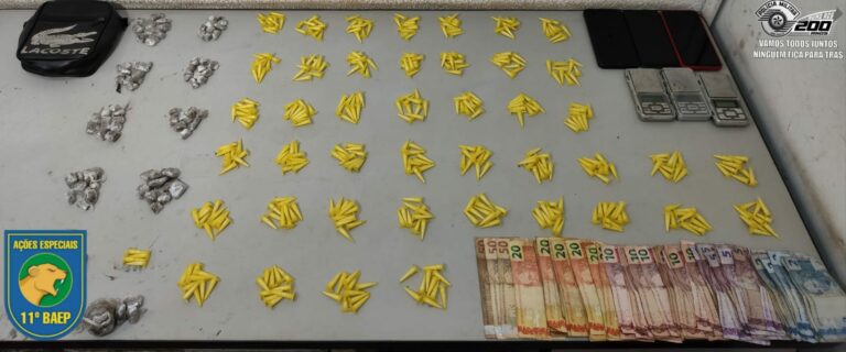 Três são presos por tráfico durante patrulhamento do BAEP no Jardim Aeroporto