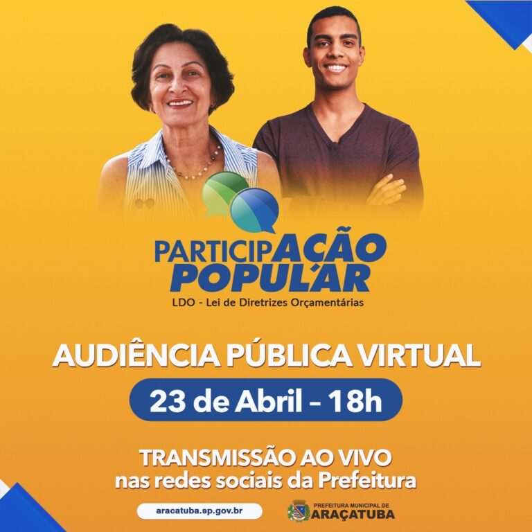 Audiência Pública Virtual ocorre nesta terça-feira