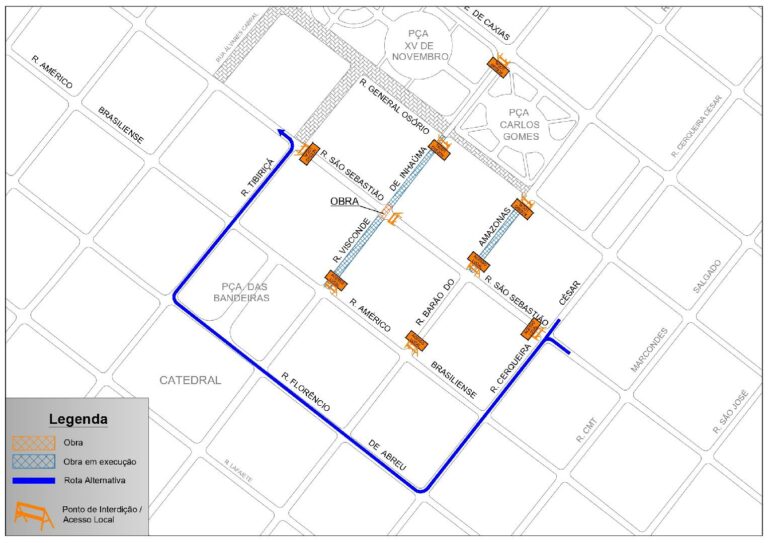 Para reparo na rede de abastecimento, cruzamento da rua Visconde de Inhaúma está com interdição total