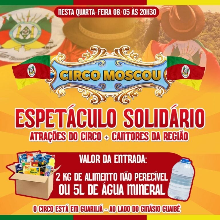 Espetáculo Solidário, circo da região está arrecadando mantimentos para o RS