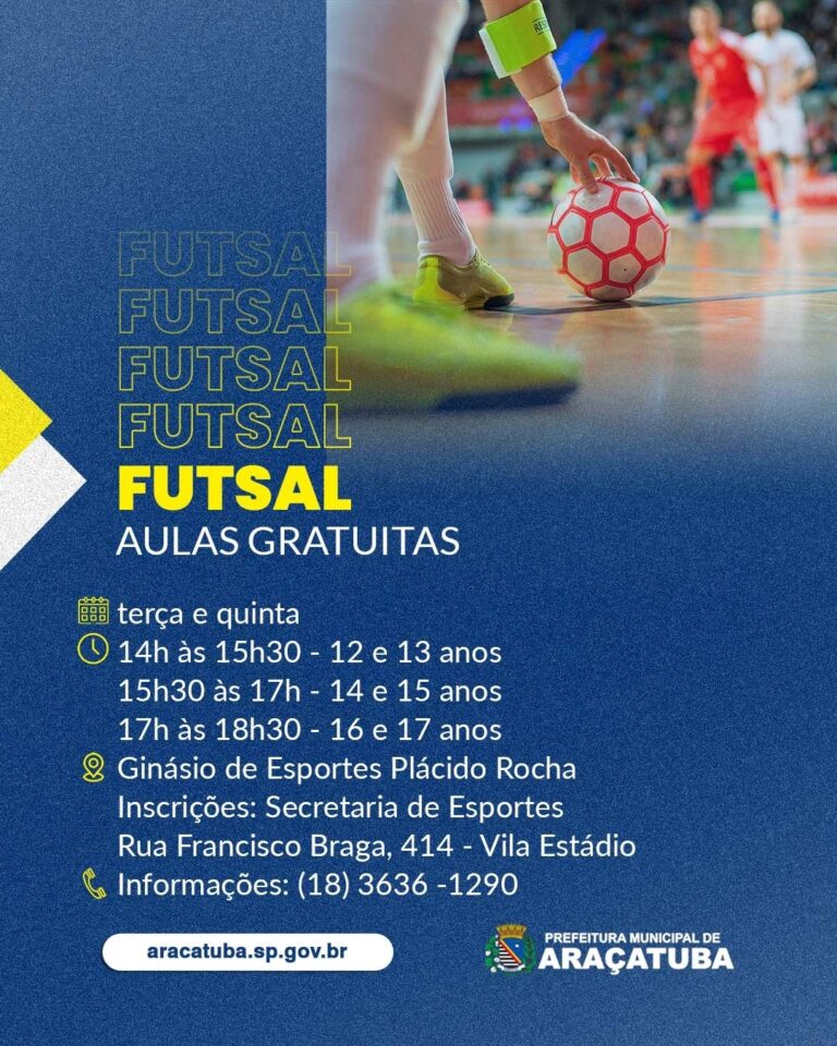 Araçatuba oferece aulas gratuitas de futsal para jovens