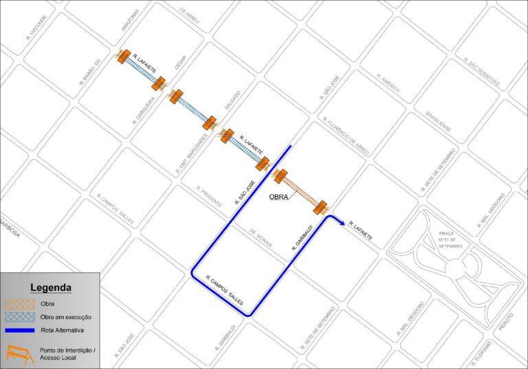 Novo trecho da rua Lafaiete será interditado hoje