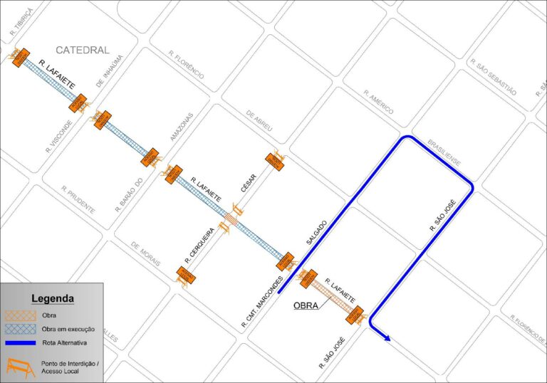 Rua Lafaiete terá mais um trecho com interdição, que deve durar 20 dias