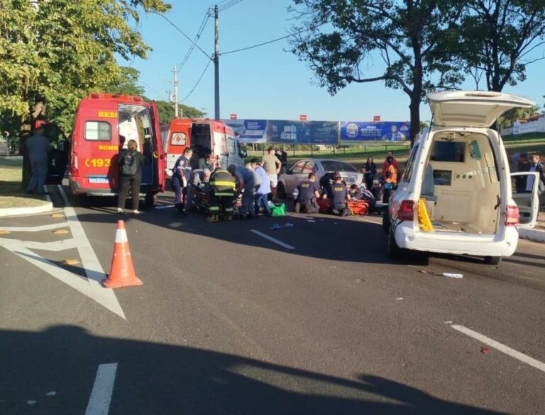 Colisão entre motos deixa três feridos na avenida Pompeu de Toledo em Araçatuba