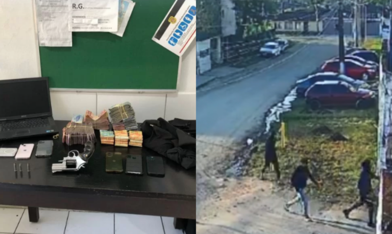 Quadrilha assalta empresa de ônibus, sequestra funcionário e é perseguida pela PM em rodovia de Mongaguá; VÍDEO