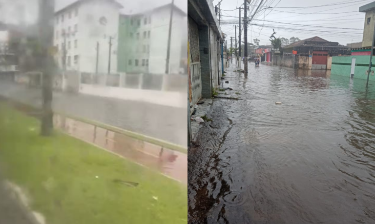 Baixada Santista amanhece alagada em diversos pontos nesta terça-feira; VÍDEOS