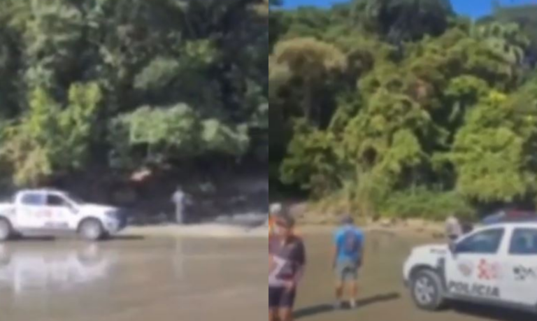 Homens trocam tiros com a PM e dupla é presa por assaltos à banhistas em praia de Guarujá