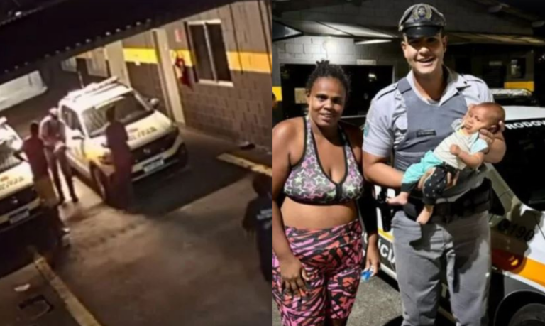 PM salva vida de bebê engasgado com leite materno em Praia Grande; VÍDEO