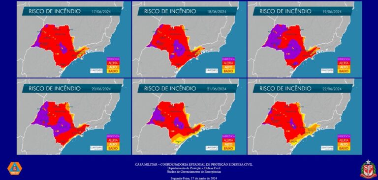 Defesa Civil aponta para risco de incêndio em todo o estado de SP