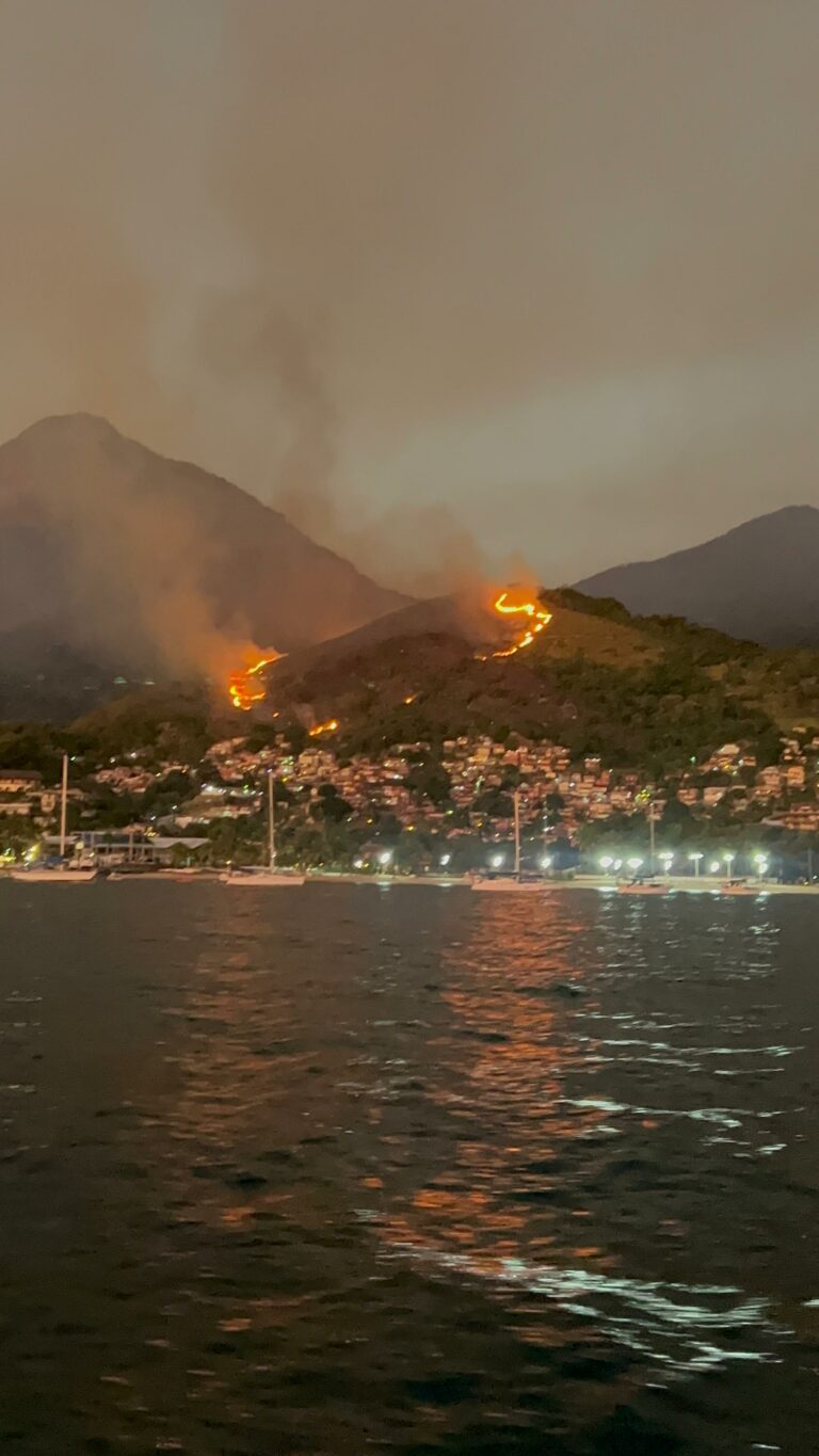 Incêndio de grandes proporções atinge Morro dos Mineiros em Ilhabela