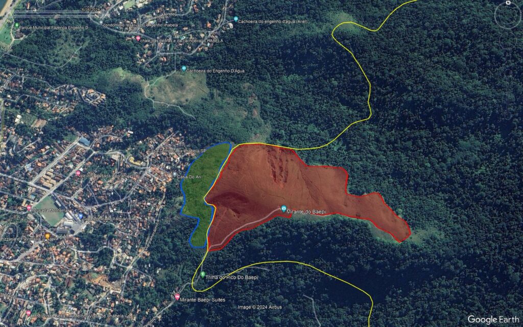 Incêndio de grandes proporções atinge Morro dos Mineiros em Ilhabela