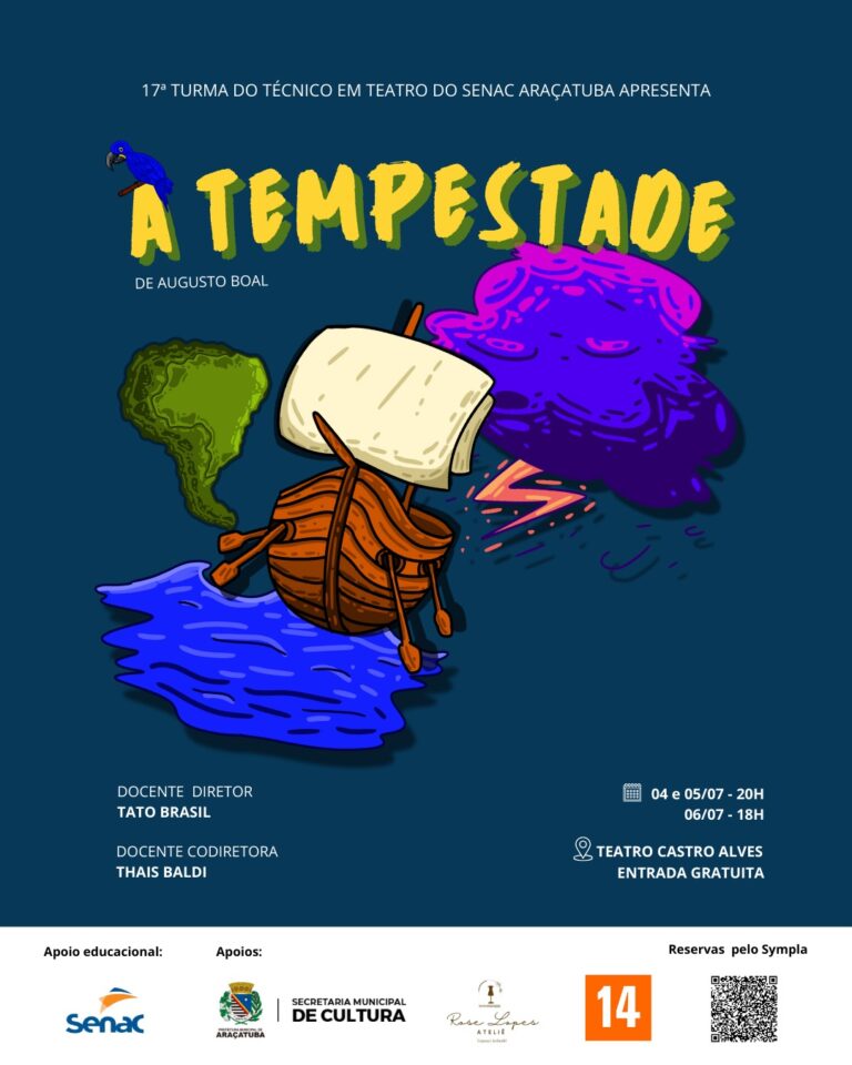 Estudantes do Senac Araçatuba apresentam o espetáculo “A Tempestade”, de Augusto Boal