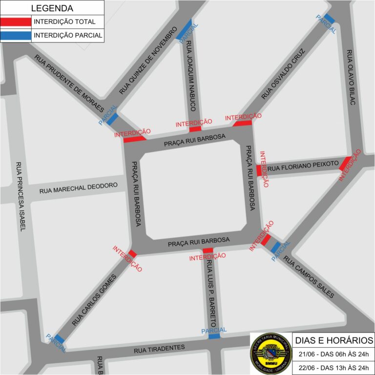 ATENÇÃO: Interdição da Praça Rui Barbosa para Arraiá da Solidariedade 2024