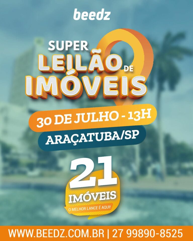 Prefeitura de Araçatuba realiza leilão de imóveis em julho