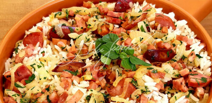 Saiba como fazer um maravilhoso arroz com pinhão e linguiça calabresa