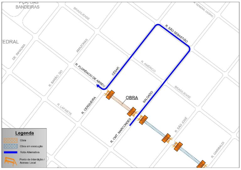 Rua Florêncio de Abreu terá novo trecho interditado a partir de hoje; confira o que muda