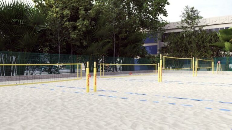 Quadras de esportes de areia começam a ser construídas no Centro Rebouças, em Santos