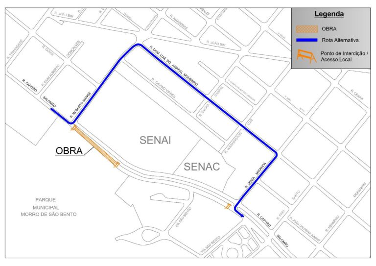 Acesso à rua Capitão Salomão será interditado nesta terça-feira; confira a rota alternativa