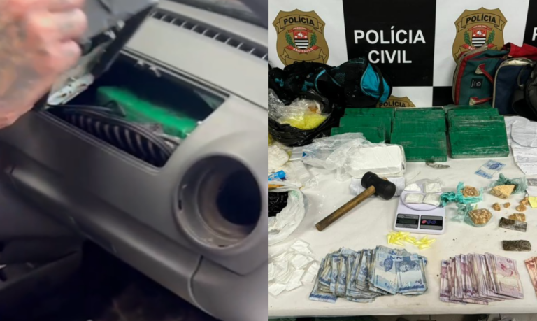 Carro com fundo falso lotado de drogas vindas da capital para a Baixada Santista é apreendido e motorista é preso