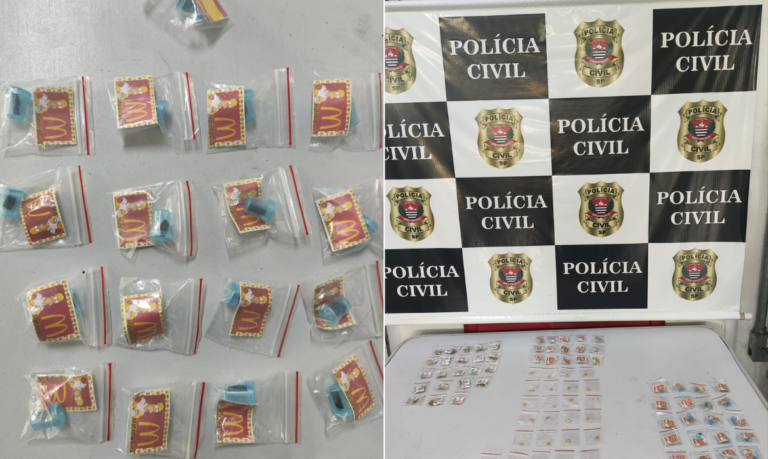 Mulher é presa por tráfico de drogas com símbolo de rede de fast food em Cubatão