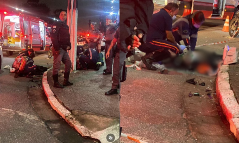 Bandidos roubam moto e colidem em poste durante fuga em São Vicente; Um morreu e o outro acabou preso