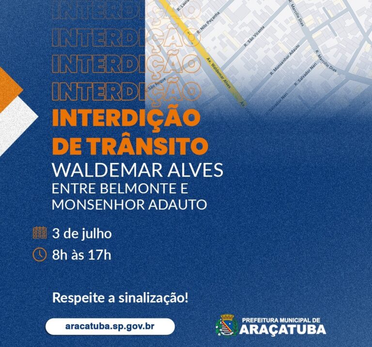 Interdição para realização de obras da CPFL em Araçatuba