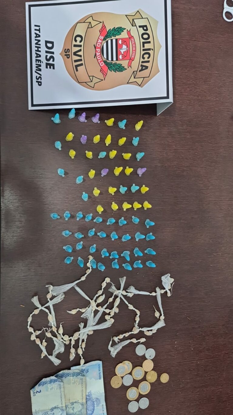 Traficante é preso com sacola de drogas e simulacro de arma de fogo em Mongaguá