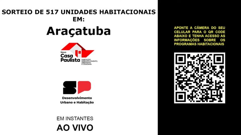 Sorteio de 517 casas do residencial Luiz Fernando de Arruda Ramos em Araçatuba é transmitido ao vivo pelo Youtube