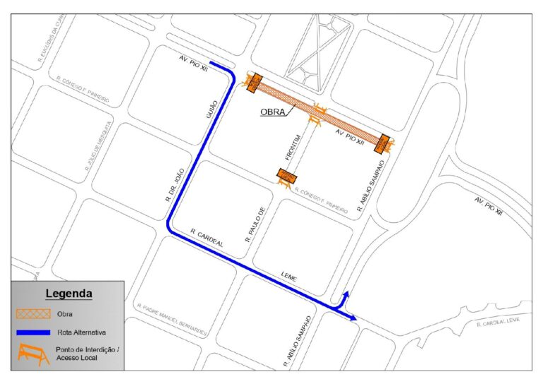 Avenida Pio XII terá mais um trecho interditado na quinta-feira; fechamento será por 10 dias